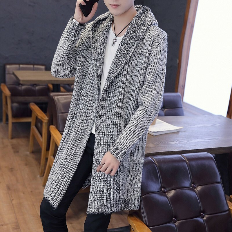 long hooded cardigan sweater coat